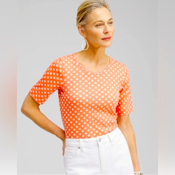 Chico's Orange Fitted Short Sleeve Tee - Picture 1 of 7
